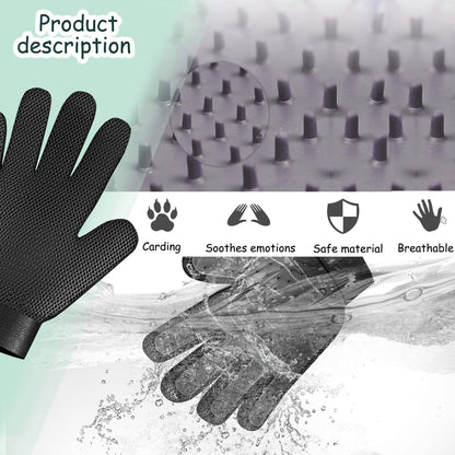 Grooming Glove for Deshedding - Efficient Pet Hair Remover Brush for Dogs, Cats, Horses (Long & Short Fur)