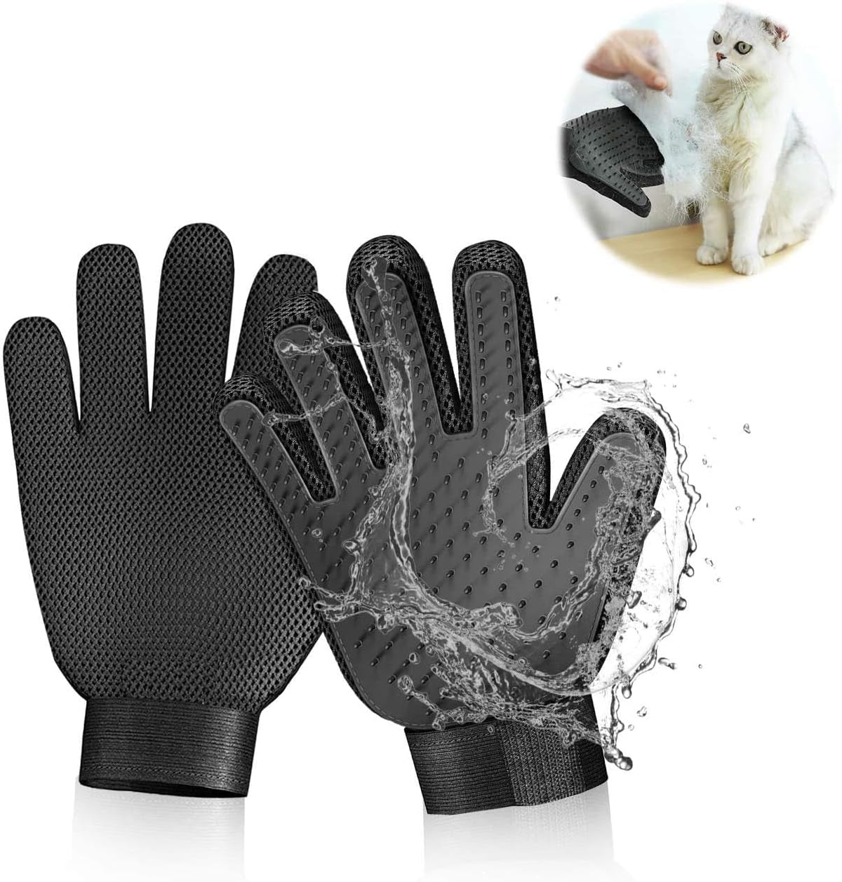 Grooming Glove for Deshedding - Efficient Pet Hair Remover Brush for Dogs, Cats, Horses (Long & Short Fur)