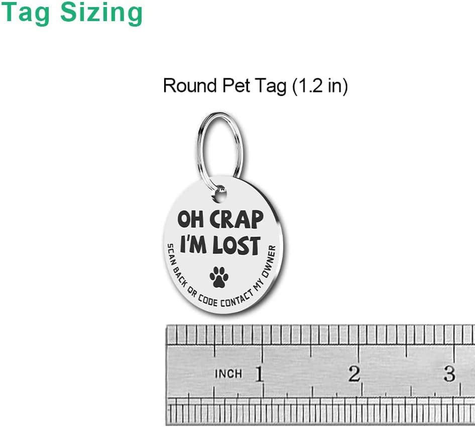 Stainless Steel QR Code Pet ID Tags Dog Tags - Pet Online Profile - Scan QR Receive Instant Pet Location Alert email