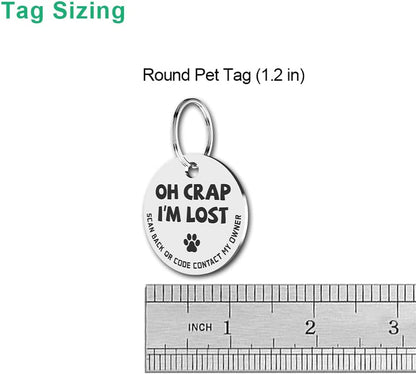 Stainless Steel QR Code Pet ID Tags Dog Tags - Pet Online Profile - Scan QR Receive Instant Pet Location Alert email