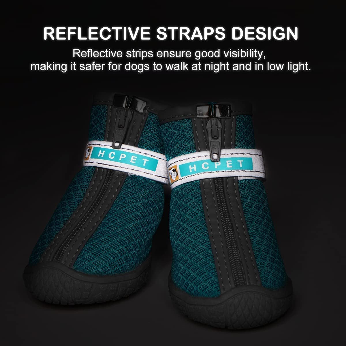 Dog Booties Paw Protector Dog Hiking Boots Breathable Dog Boots with Anti-Slip Rugged Sole for Small Medium Dogs, Blue, Size 4 (Pack of 4)