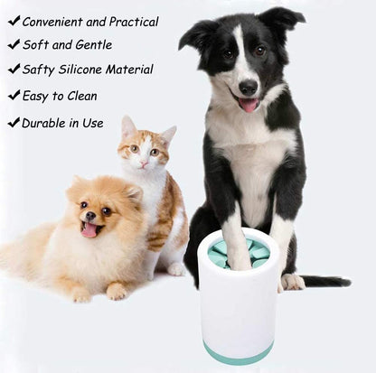 Portable Foot Washer Cup for Small, Medium Dogs and Cats - Muddy Paw Cleaner, Green